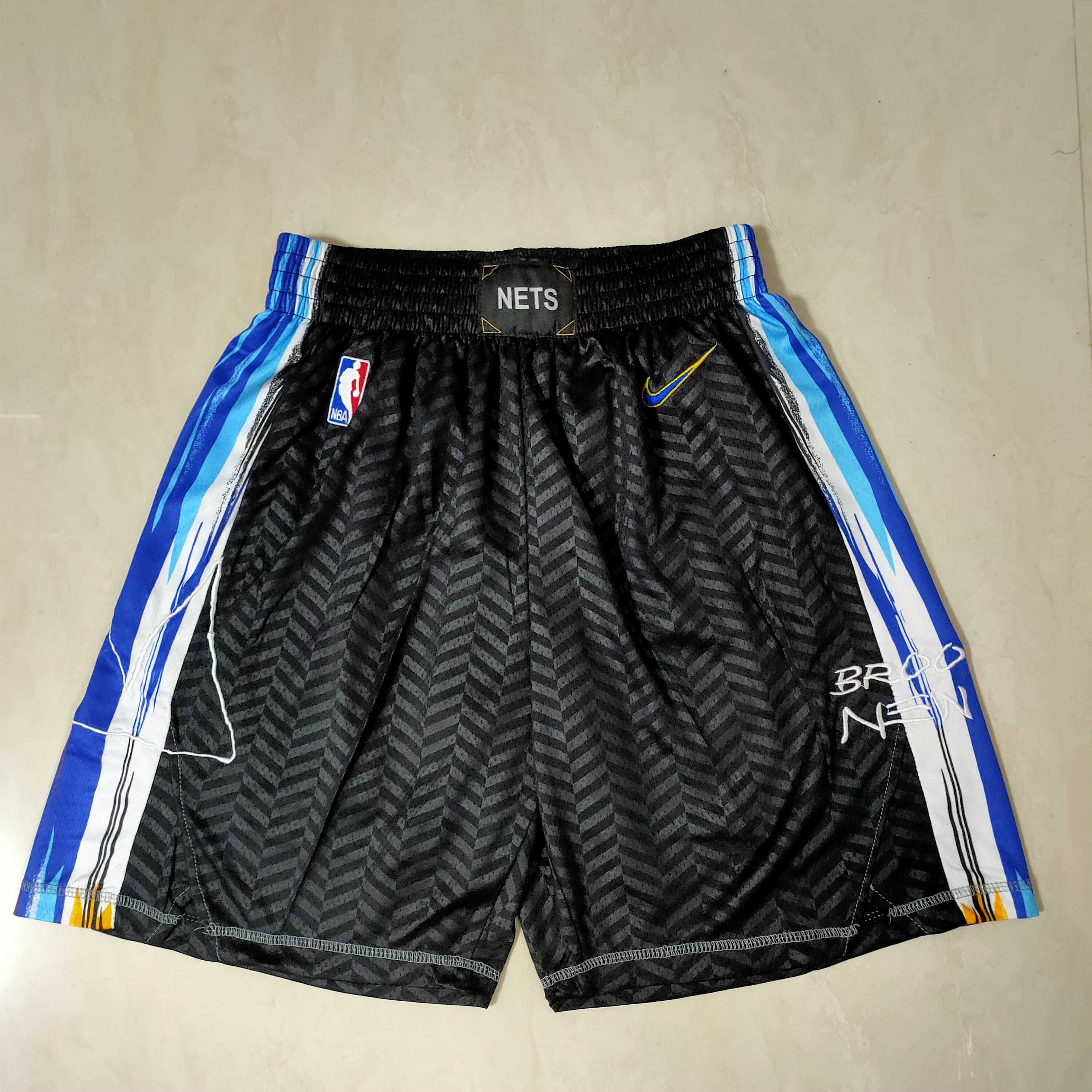Men NBA Brooklyn Nets Black Shorts 0416